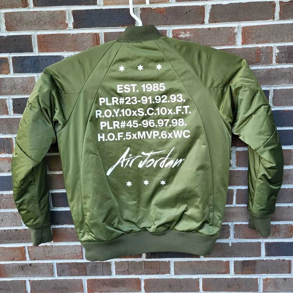 Jordan Air Men’s Small Goat Bomber Jacket Green Rookie Of The Year 1985 R.O.Y